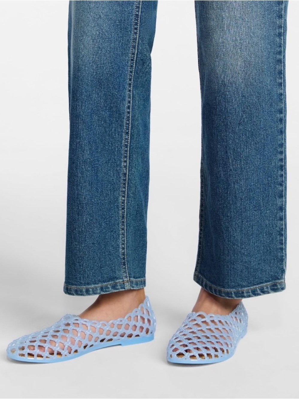 NWT No Boundaries Women's Pale Blue Lattice Jelly Flats